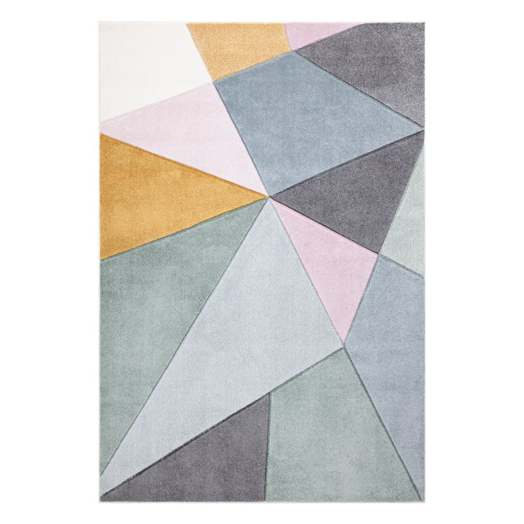 Ivy Bronx Avanna Power Loomed Teal/Yellow/Grey Rug Wayfair.co.uk